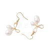 Bowknot Natural Freshwater Pearl Dangle Earrings EJEW-TA00520-4