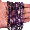 Natural Amethyst Flat Oval Bead Strands G-M206-20-3