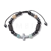 3Ocs Natural Mixed Gemstone Beads Braided Bead  Bracelets BJEW-JB13195-3