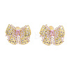 Cubic Zirconia Bowknot Stud Earrings EJEW-N011-66-2