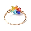 Flower Glass Finger Rings RJEW-JR00713-01-4