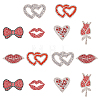 14Pcs 7 Style Valentine's Day Theme Hotfix Rhinestone PATC-FG0001-70-1