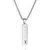 304 Stainless Steel Rectangle with Letter Pendant Box Chain Necklaces FS-WGD7C78-24-1