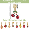 9Pcs 9 Styles Brass Enamel Fruit European Dangle Charms OPDL-BBC0001-04G-2