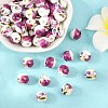 Floral Printed Porcelain Beads PORC-Q199-10mm-09-5