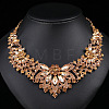 Flower Alloy Rhinestone Pendant Necklaces & Stud Dangle Earrings Sets WG248C9-01-2