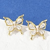 Butterfly Brass Micro Pave Cubic Zirconia Stud Earrings EJEW-M082-17G-02-4