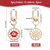 5Pcs 5 Style Flat Round with Evil Eye Alloy Enamel Pendant Decorations KEYC-AR0001-19-2