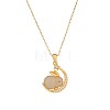 Clear Cubic Zirconia Bunny with Crescent Moon Pendant Necklace JN1074A-1