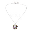 Printed 304 Stainless Steel Enamel Flower & Bird Pendant Necklaces NJEW-N063-03P-3