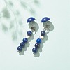 Natural Gemstone Half Round with Beaded Chain Tassel Dangle Stud Earrings EJEW-JE04946-5