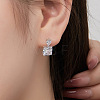Rhodium Plated 925 Sterling Silver Micro Pave Cubic Zirconia Ear Studs for Women EJEW-P231-96P-3