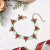 Christmas Glass Beaded Bracelets for Women BJEW-MZ00243-1