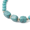 Synthetic Turquoise Cube & Round Beaded Stretch Bracelets BJEW-JB10807-07-3