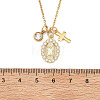 Brass Micro Pave Clear Cubic Zirconia Virgin & 304 Stainless Steel Religion Cross Pendant Necklaces for Men Women NJEW-JN06102-4