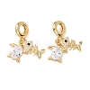 Ocean Brass Pave Clear Cubic Zirconia European Dangle Charms KK-H278-03G-04-1