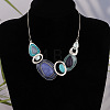 Oval Alloy Enamel Pendant Necklaces & Stud Dangle Earrings Sets for Women WG9C94B-01-4