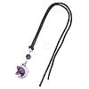 Natural Amethyst Star & 304 Stainless Steel Moon Car Hanging Pendant Decorations HJEW-DR00328-1