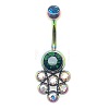 304 Stainless Steel Pave Colorful Cubic Zirconia Curved Barbell Belly Rings FS-WG9F3DF-03-1