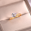 Brass Pave Single Cubic Zirconia Finger Rings for Women ZK8046-1-2