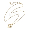 Ocean Brass Micro Pave Clear Cubic Zirconia and Natural Pearl Heart Dolphin Pendant 304 Stainless Steel Cable Chain Necklaces for Women NJEW-JN06262-3