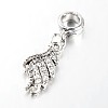 Antique Silver Tone Large Hole Alloy Rhinestone European Dangle Charms CPDL-E028-01AS-1