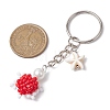 Tortoise Glass Seed Beads Pendant Keychain HJEW-MZ00105-01-3