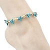 Ocean Natural Shell & Dyed Synthetic Turquoise Starfish Beaded Anklets for Women AJEW-AN00829-2