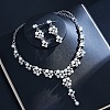 Alloy Rhinestone & Imitation Pearl Necklace and Earrings Sets for Women WG9335D-01-1