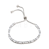 Brass Pave Clear Cubic Zirconia Rectangle & Flat Round Slider Bracelets BJEW-B094-01P-1