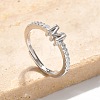 S925 Sterling Silver Adjustable Letter Rings for Women RJEW-M068-01P-M-1