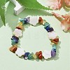 Natural & Synthetic Mixed Gemstone Chips & Shell Beaded Stretch Bracelet BJEW-JB09897-04-3