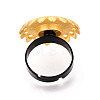 Adjustable Flower Alloy & Iron Bezel Cup Ring Base with Rotatable Tray MAK-T012-08G-3
