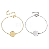 2Pcs 2 Colors 304 Stainless Steel Round Cabochon Setting Bracelets BJEW-JB11090-1