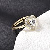 Brass Micro Pave Clear Cubic Zirconia Cuff Open Rings CU-CBA5C10-01G-2