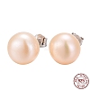 Valentine Presents for Her 925 Sterling Silver Ball Stud Earrings EJEW-D029-9mm-1-7
