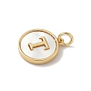 Brass Pave Natural Shell Flat Round with Letter Charms KK-Z115-13G-T-2