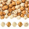 100Pcs 2 Colors Bicone Unfinished Natural Wood Beads WOOD-CJ0002-71-1