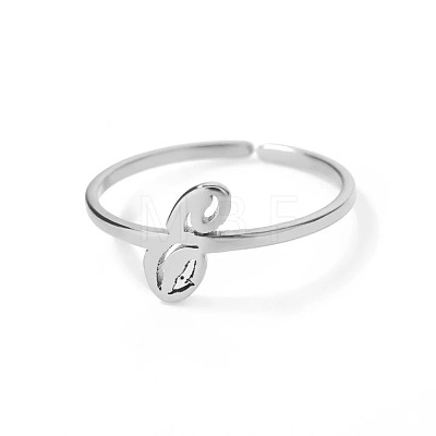 Adjustable 201 Stainless Steel Letter Open Cuff Rings for Women FS-WG61269-31-1