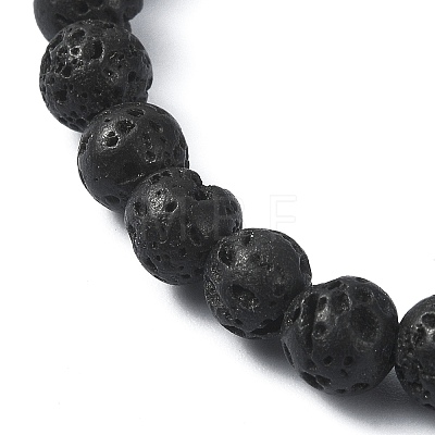 Natural Lava Rock Round Beaded Bracelets BJEW-JB09881-07-1