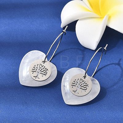 Natural Quartz Crystal & 304 Stainless Steel Hoop Earrings for Women EJEW-G475-05P-02-1