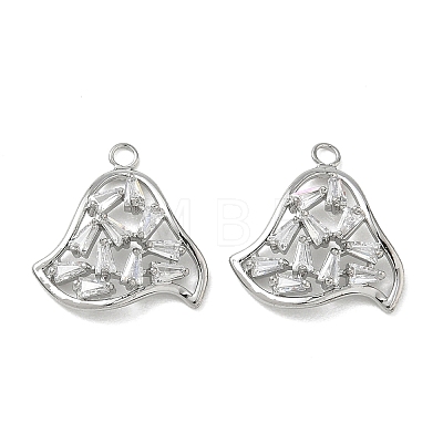 Brass Micro Pave Clear Cubic Zirconia Pendants KK-C259-02P-1