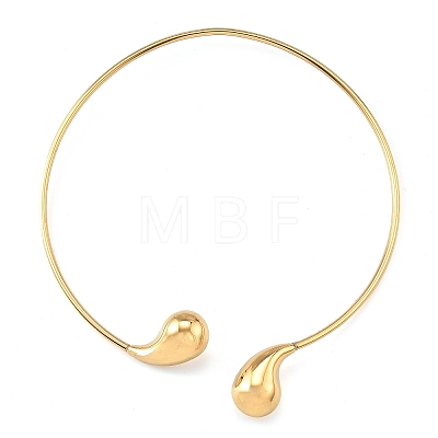 304 Stainless Steel Teardrop Open Cuff Choker Necklaces for Women NJEW-R003-01G-01-1