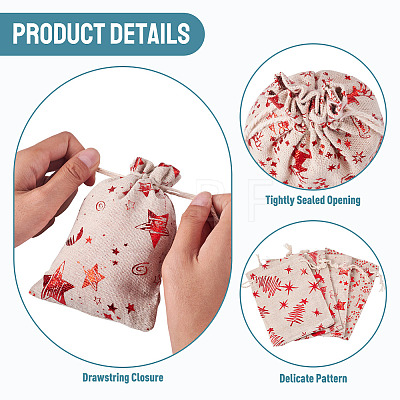 20Pcs 4 Styles Christmas Theme Cotton Fabric Cloth Bags ABAG-TA0002-04A-1