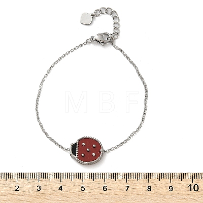 304 Stainless Steel Cable Chain Charm Bracelets for Women BJEW-U024-02P-1