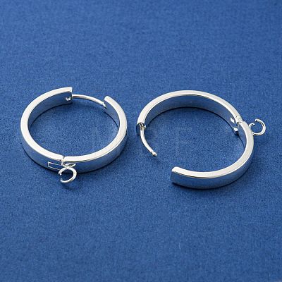 201 Stainless Steel Huggie Hoop Earrings Findings STAS-A167-01W-S-1