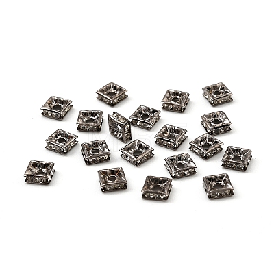 Brass Rhinestone Spacer Beads RB-A013-6x6-01B-1