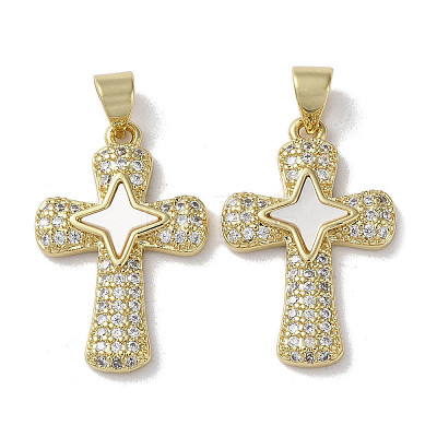 Brass Micro Pave Cubic Zirconia Pendants KK-G485-29B-G-1