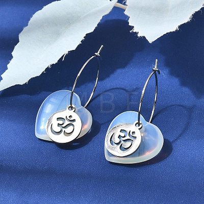 Natural & Synthetic Gemstone & 304 Stainless Steel Hoop Earrings for Women EJEW-G475-04P-1