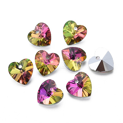 Heart Electroplated Glass Charms EGLA-N006-012C-1